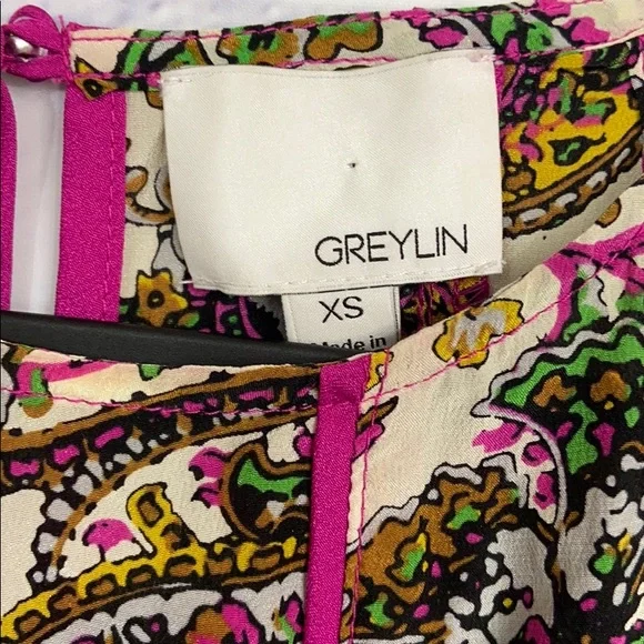 GREYLIN Paisley Print Silk Sleeveless Top - Picture 2 of 5